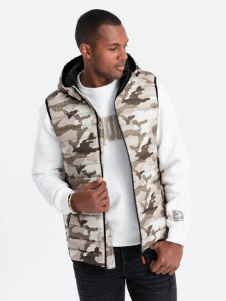 Men's quilted vest V53 - brown moro