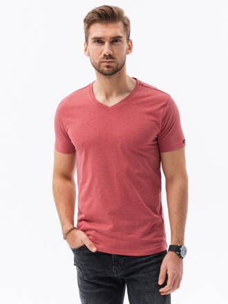 Men's plain t-shirt S1369 - red melange