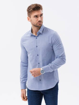 Men's shirt with long sleeves SLIM FIT - V9 blue K642