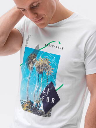 Men's printed t-shirt S1434 V-14A- white
