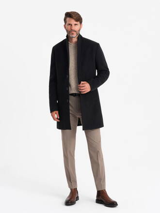 Men's mid-season coat - black C536