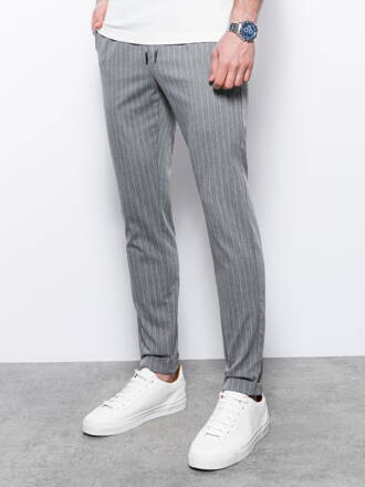 Men's pants with elastic waistband - dark grey V1 OM-PACP-0130