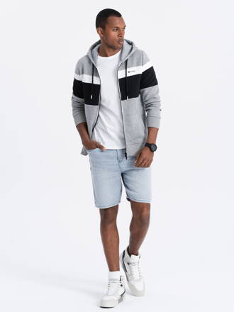 Men's hooded sweatshirt - grey melange V2 B1420