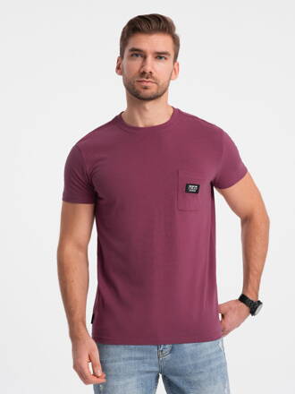 Men's cotton t-shirt with pocket - dark pink V5 S1743