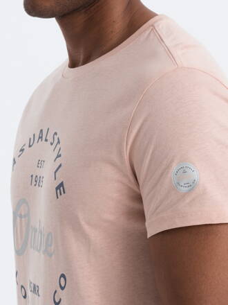 Men's printed cotton t-shirt - light pink V3 S1752
