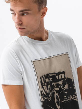 Men's printed t-shirt S1434 V-11A- white