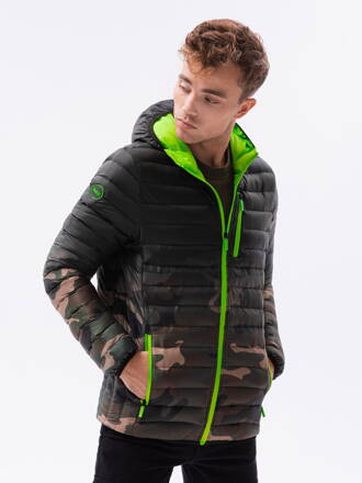 Men's mid-season quilted jacket C319 - green/camo