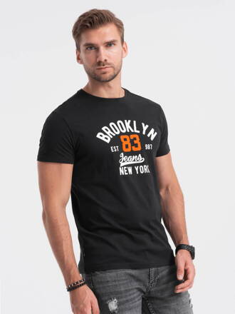 Men's printed cotton t-shirt - black V4 OM-TSPT-0126