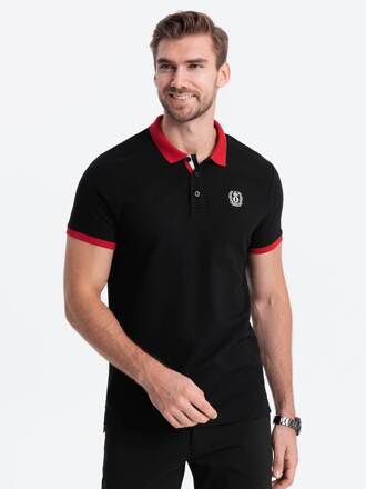 Men's polo shirt with contrasting elements - black V5 S1634