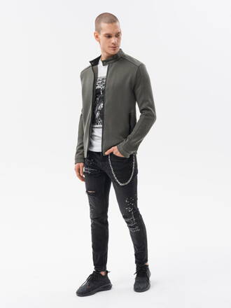 Men's zip-up sweatshirt C453 - khaki