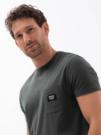 Men's cotton t-shirt with pocket - graphite V11 S1743