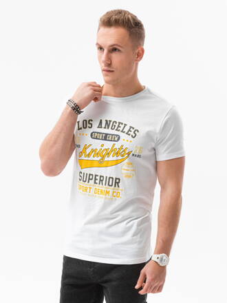 Men's printed t-shirt S1434 V-23D- white