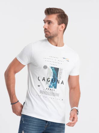 Men's printed cotton t-shirt - white V1 S1737