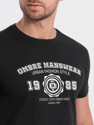 Men's printed cotton t-shirt - black V2 S1748