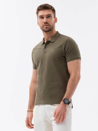 Men's plain polo shirt S1374 - dark olive