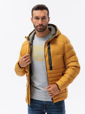 Men's mid-season quilted jacket C372 - mustard