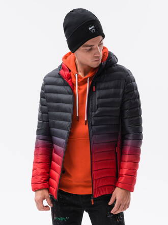 Men's mid-season quilted jacket C319 - black/red