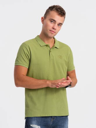 Men's plain polo shirt S1374 - olive