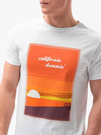 Men's printed t-shirt S1434 V-1A- white