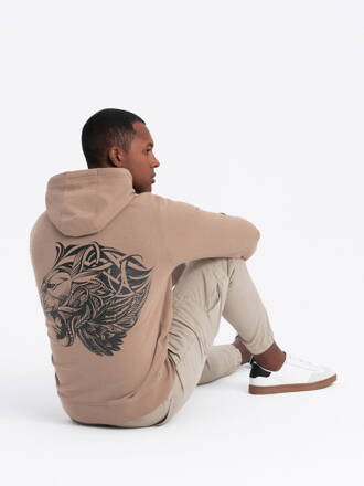 Men's hooded sweatshirt - V2 light brown B1357