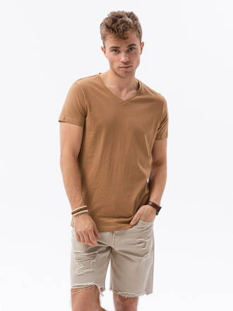 Men's plain t-shirt S1369 - brown