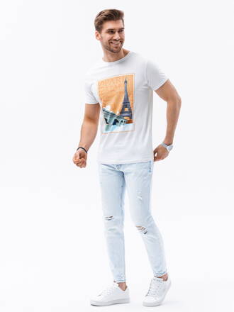 Men's printed t-shirt S1434 V-6A- white