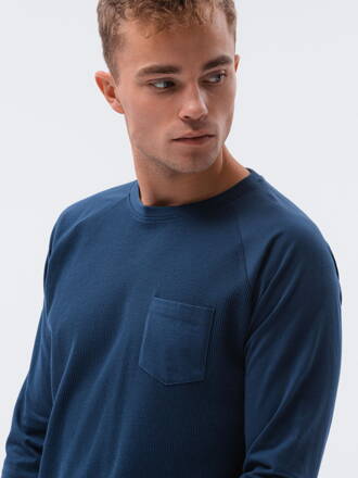 Men's plain longsleeve L137 - dark blue