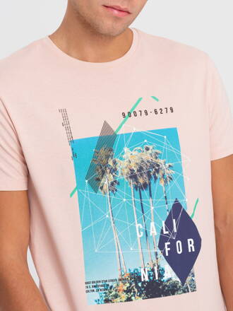 Men's printed cotton t-shirt - pink V2 S1738