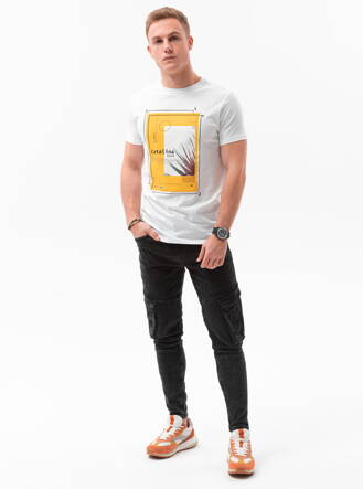 Men's printed t-shirt S1434 V-13A- white