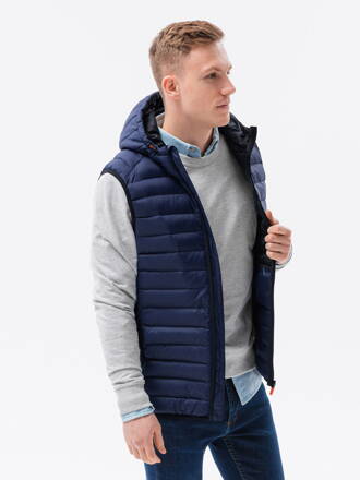 Men's quilted vest V53 - dark blue