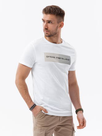 Men's printed cotton t-shirt - white V2 S1751