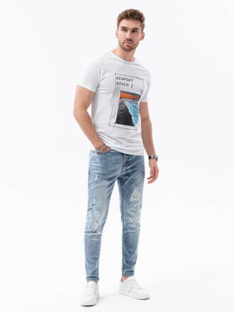 Men's printed t-shirt S1434 V-15A - white