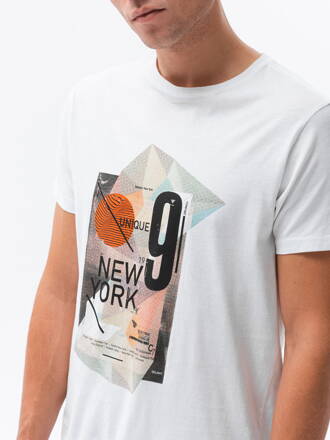 Men's printed t-shirt S1434 V-16A- white