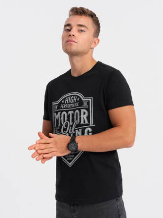 Men's printed cotton t-shirt - black V1 S1735