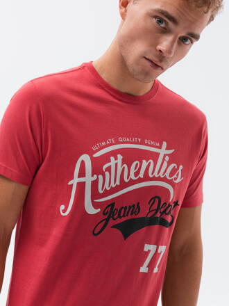 Men's printed t-shirt S1434 V-22A- red