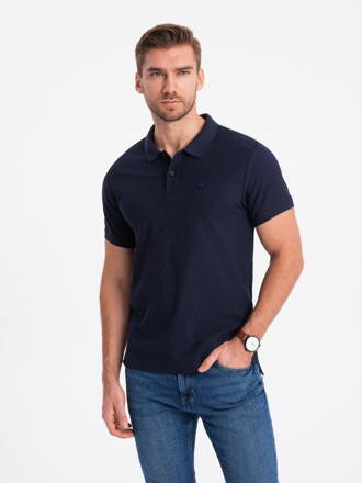 Men's plain polo shirt S1374 - navy