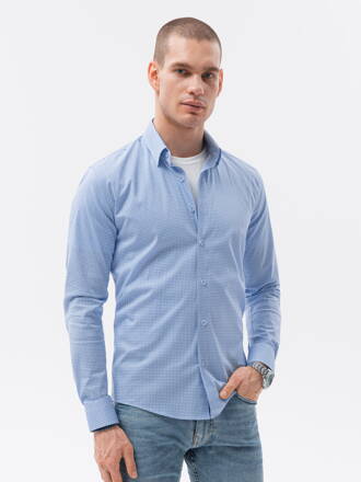 Men's shirt with long sleeves REGULAR FIT - light blue K614