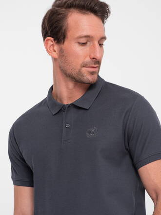 Men's plain polo shirt S1374 - dark grey