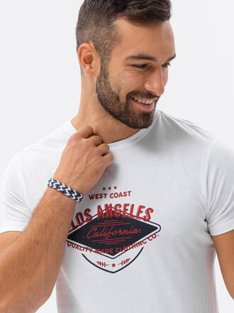 Men's printed t-shirt S1434 V-21B- white