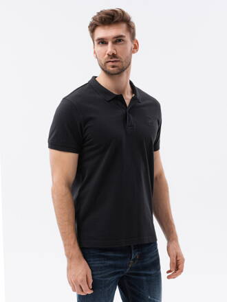 Men's plain polo shirt S1374 - black