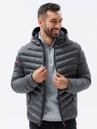 Men's mid-season quilted jacket C368 - grey