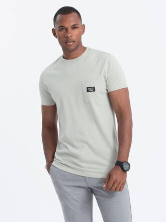 Men's cotton t-shirt with pocket - light mint V2 S1743