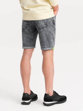 Men's denim marbled shorts - gray V2 OM-SRDS-0117
