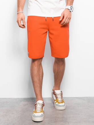 Men's sweat shorts trimmed with piping - orange V5 W360