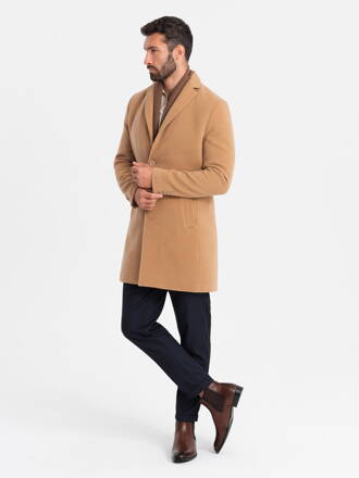 Men's mid-season coat - camel C536