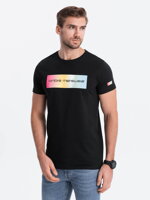 Men's printed cotton t-shirt - black V1 S1750