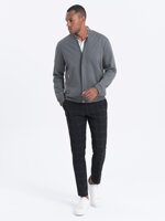 Men's unbuttoned bomber jacket - gray V3 OM-SSZP-22FW-011