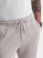 Men's knit pants with elastic waistband - light grey V4 OM-PACP-0121