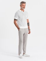 Men's knit pants with elastic waistband - light grey V4 OM-PACP-0121