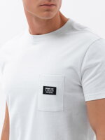 Men's cotton t-shirt with pocket - white V8 S1743